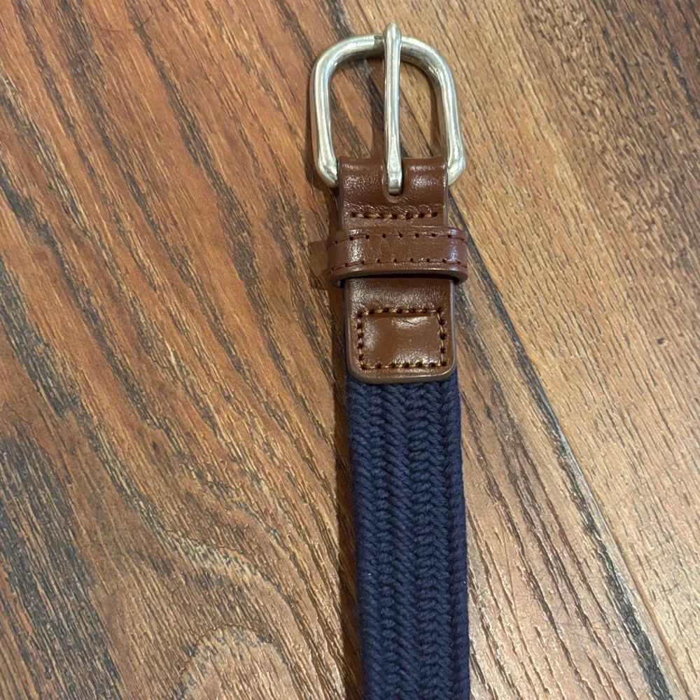 Boy’s Crewcuts (factory) Navy Braided Belt with Brown and Silver Details